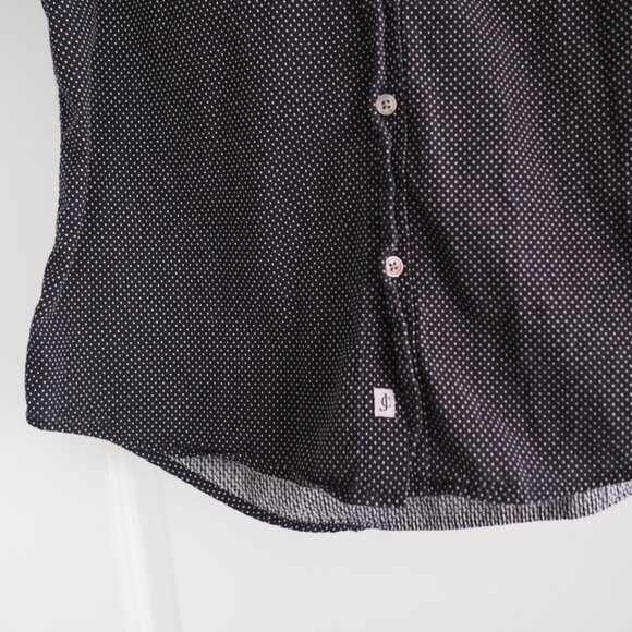 James Campbell Black and White Polka Dot Casual Button-up Collard Shirt Sz M - Picture 5 of 11